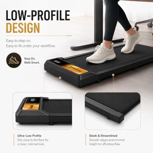 Image of Walking Pad Treadmill, 8% Incline Under Desk Treadmill for Home Office | Quiet 2.5HP motor, 265 lb capacity, 0.6-4 MPH speed, 15 x 35.4 in belt, compact for small spaces
