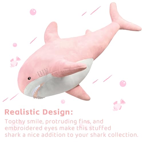 Image of MorisMos Giant Shark Stuffed Animal Plush, Large Stuffed Shark Toy, Soft Shark Pillow for Kids Boys Girls Birthday Christmas, 51inch, Pink