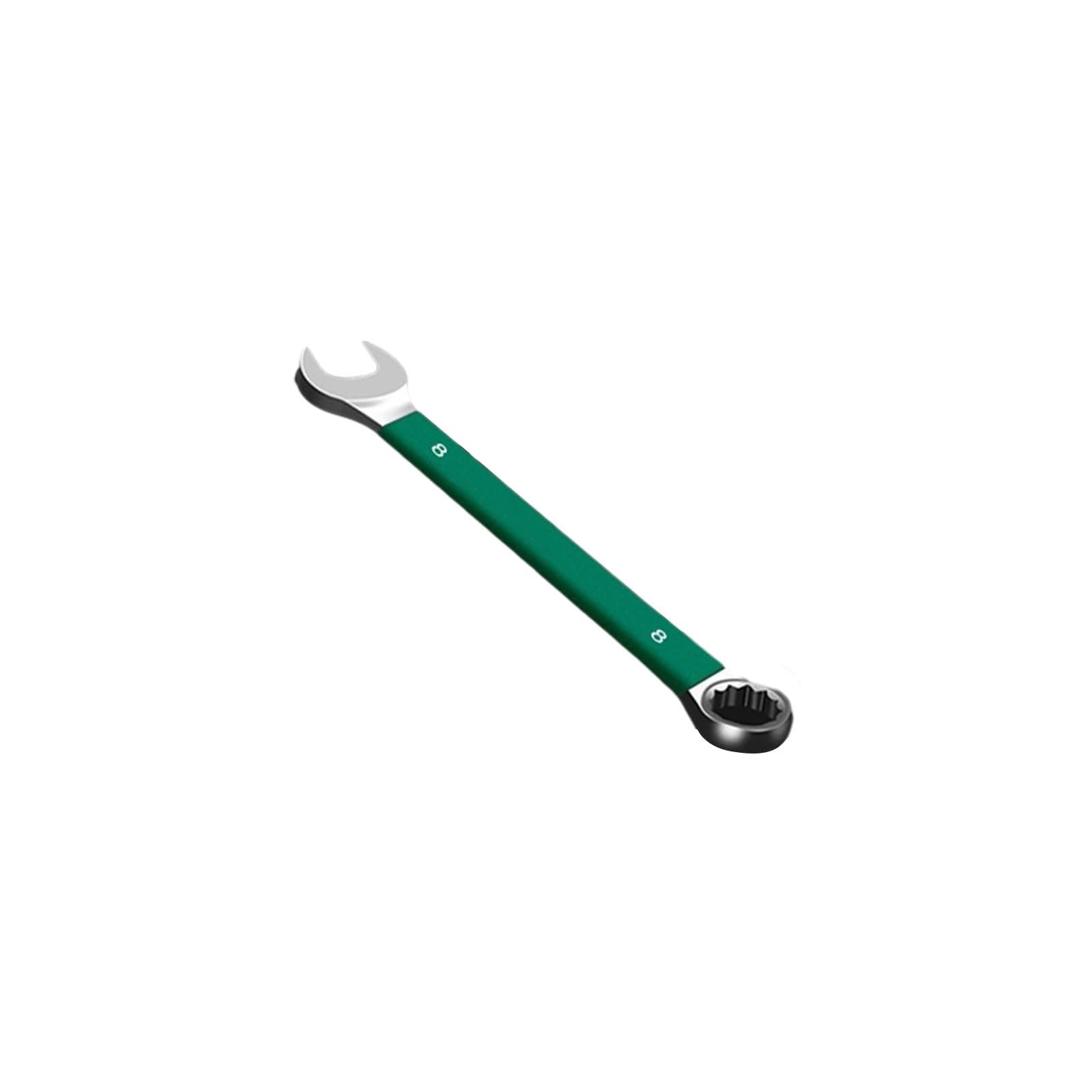 Queenyard Green Fixed Head Ratchet Spanner 8Mm Professional Chrome Vanadium Steel Combination Wrench