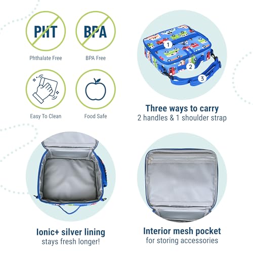 Image of Wildkin Kids ECO rPET Insulated Lunch Box - Keeps Food Hot or Cold, Easy-Clean Lining, Mesh Pockets & BPA-Free - Boys & Girls, Ideal for School, Travel & Daycare - Heroes