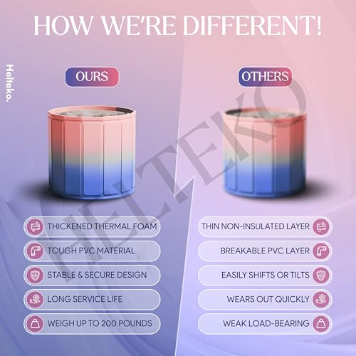 Image of Helteko Bath Tub for Adult for Bathroom, Foldable Tub for Home Use with Drainage Hole, Thickened Insulated Ice Bath Tub, Inflatable BathTub for Adults, Ice BathTub for Adults (Pink-Purple)