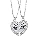 HOUSWEETY 2 Pcs Collier d'Amitie Forever Pendentif Coeur Briser Couple Puzzle Pandas Best Friends pour Femme