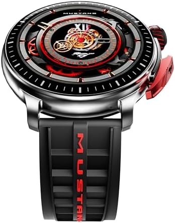 GOBOULT Mustang Racer Smart Watch 1.43'' AMOLED Display, Rotating Bezel, BT Calling, 150+Watchfaces, 500 Nits Brightness, AI Voice Assistant, SpO2 Monitoring, 120+ Sports Mode (Black Blaze)