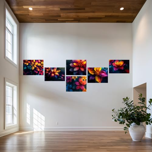 Image of SiddArtify Floral Wall Art Prints Set - Colorful Flower Poster Decor for Living Room Bedroom Office - 8x12 inch Board Pack of 6