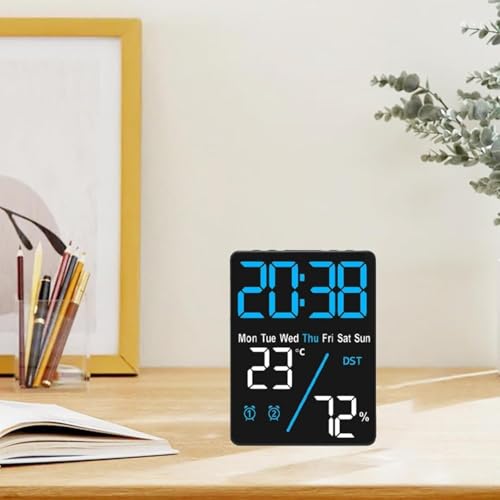 Image of CBK Digital Alarm Clock Table Clock with LED Display, Temperature and Humidity Monitor Compact Desk Clock for Students,Home, Office, Bedroom, Living Room,Home Decor, Corporate Use (12Cm * 9 Cm)