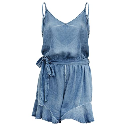 Combinaison été femme en denim pour terrasses et balades en ville