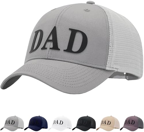 Image of Father's Day 3D DAD PVC Patch Hats, Dad Birthday or Festival Trucker Hat, Fits OSFM&XXL Head, Gifts for Husband Daddy Grandpa