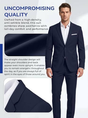 Image of Mens 2 Piece Suit Slim 2 Button Prom Suit Jacket Pants Tuxedo Set