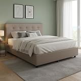 Dmora Letto Matrimoniale 171x204 cm Grigio Tortora Contenitore Imbottito, Dimensione Mater...