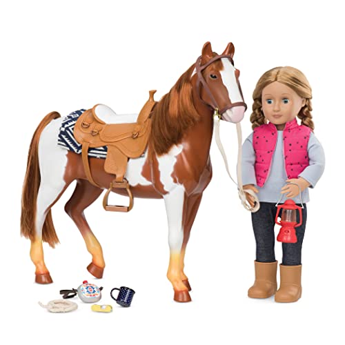Our Generation- Pinto 20" Trail Riding Horse For 18 Inch Dolls - Toy Horse, Dolls, Clothes & Accessories For Girls 3 Years & Up…, Brown & White (Bd38017C1Z) #TOP6