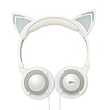 Fashional Cat Ear Headphones, IPRO Cat Earphone-LED Glowing Cat Ear Head phone-Cute Headphone for Computer,Tablet,Phone,MP3,MP4,etc-Gray