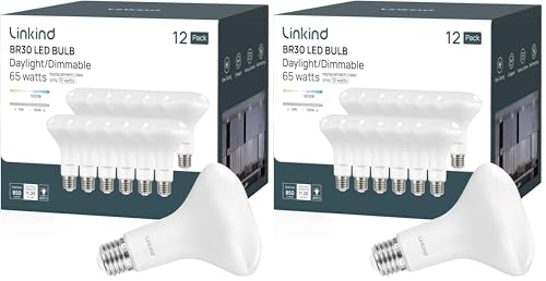 Image of Linkind BR30 LED Flood Light Bulbs Indoor, 65W Equivalent Dimmable LED Recessed Bulbs, 10W 850 Lumens, 5000K Daylight E26 Base, Recessed Can Light Bulb for Bedroom Bathroom, 24 Packs
