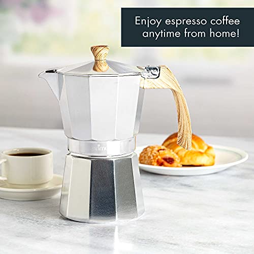 Image of Primula Aluminum Stove Top Espresso Coffee Maker, Percolator Coffee Pot for Moka, Cuban Coffee, Cappuccino, Latte and more, Perfect for Camping, 6 Cup, Polished