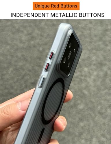 Image of Kapa Wave Magnetic Frosted Grip Back Cover for Xiaomi 15 | [MagSafe Compatible] Wireless Charging, Slim, Metal Buttons Matte Finish Back Case (Grey)