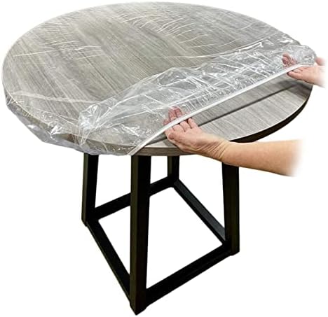 Round Tablecloth, Tablecloth, Round Elasticated Transparent Plastic Table Cloth, Waterproof Wipeable Table Protector, Reused Table Covers for 110-140cm Diameter
