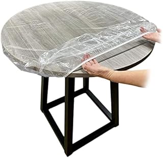 Round Tablecloth, Tablecloth, Round Elasticated Transparent Plastic Table Cloth, Waterproof Wipeable Table Protector, Reused Table Covers for 110-140cm Diameter