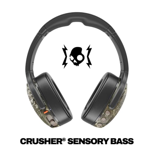 Image of Skullcandy Crusher Evo Wireless Bluetooth Headphones with Multi-Sensory Bass, Noise Isolating Over-Ear Fit, Up to 40 Hours Battery, Microphone for iPhone Android - Realtree APX Black /Orange