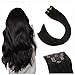 Ugeat Hair Extensions Clip in Human Hair 14Inch Clip in Hair Extensions Darkest Brown Color #2 Human Hair Extensions 100Gram Clip in Hair Extensions Remy Hair 7PCS