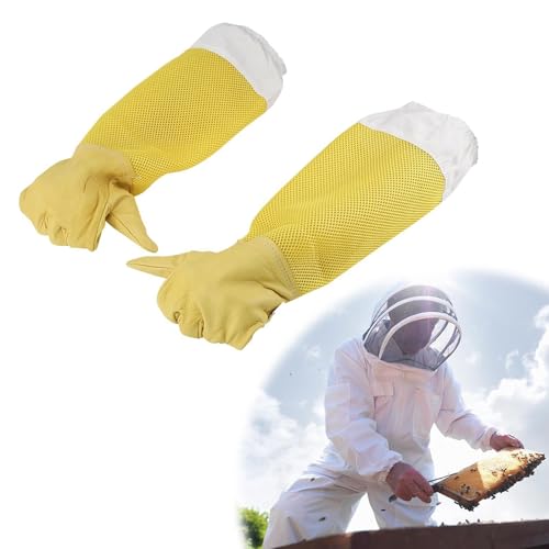 Guantes de cuero para apicultura con acabados resistentes y puño elástico