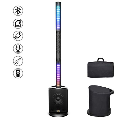 AKUSTIK 450 Watts Powered PA System Array Speaker Set, LED lights Portable DJ