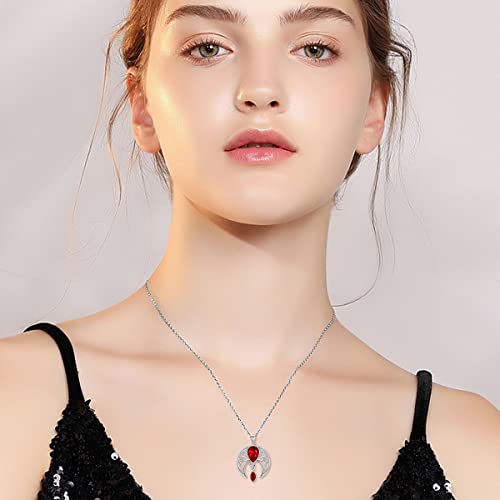 Aoboco Celtic Necklace With Simulated Ruby Birthstone Sterling Silver Crescent Moon Pendant Irish Necklace July Birthstone Jewelry, Celtic Jewelry Gift For Women Mom Wife #TOP4