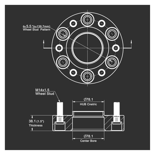 PCD 6x139.7mm entretoise hubcentrique alésage 78.1 pour Silverado 1999-2023 - 3