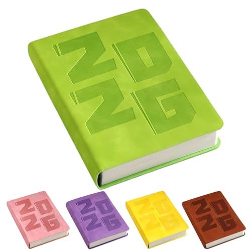 FFYGYNFDE スケジュール帳 デイリーノート 手帳 2026 年 1 月始まり B6 サイズ 404 ページ 完全に平らに開ける コンパクト持ち運びやすいポケットノート ビジネスプランナー 糸綴じ製本 厚手ドライボンド紙 カラーインデックス (グリー