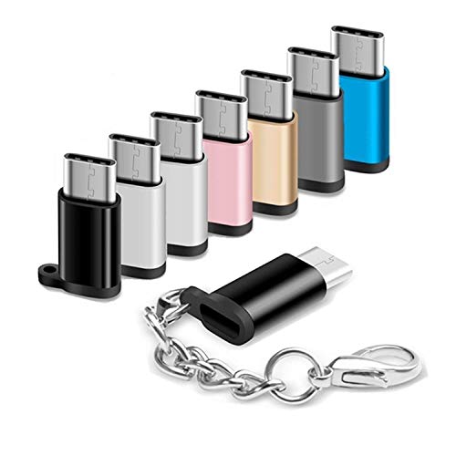 USB Type C Adapter 8 Pack Micro USB Female to USB C Male Connector Android Charger Cable Converter with Keychain Fit Samsung Galaxy S10 S9 S8 Plus S9+ S8+ Note 10+ 10 9 8 LG V40 V30 V20 G7 G6 G5 Moto