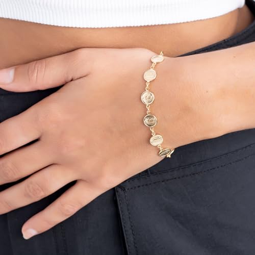 Barzel 18K Gold Plated Virgin Mary Coin Bracelet, 7.5 Inches, Waterproof, High Polish Finish, Tarnish Free2