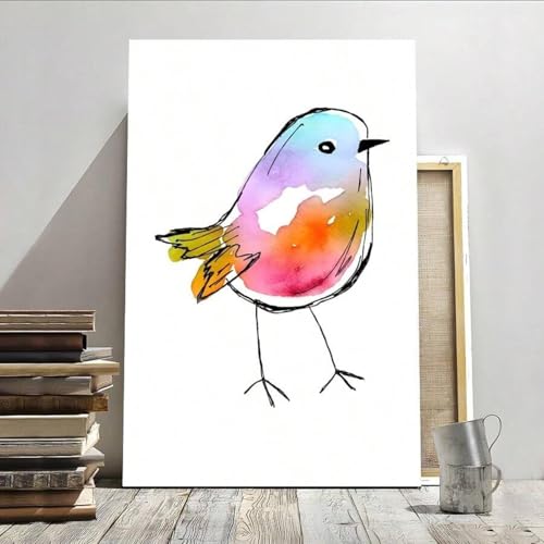 Peinture d'animaux oiseaux colorés pour salon moderne | Déco murale XINBAO 70x100
