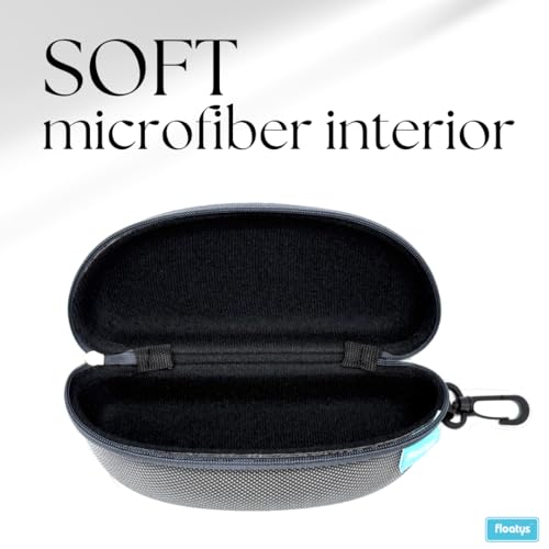 Image of Semi Hard EVA Sunglasses Case with Clip | Non-Floating | Includes Cleaning Cloth and Floating Keychain