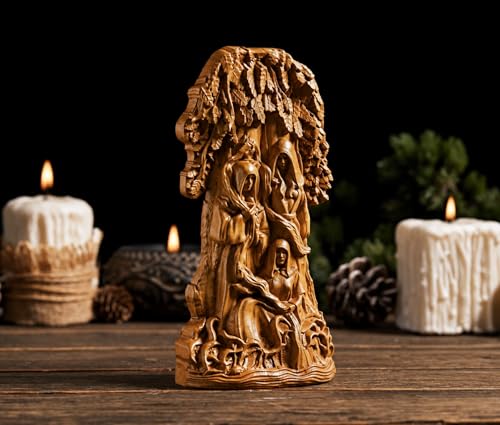 Estatua Norns de madera tallada 21 cm miniatura 5