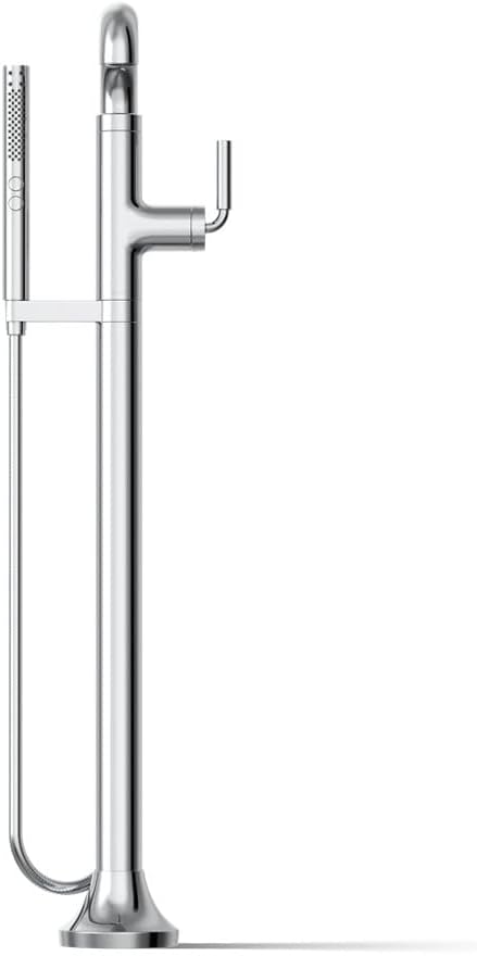 Kohler T27424-4-CP Tone™ Floor-mount bath filler trim with handshower, Polished Chrome