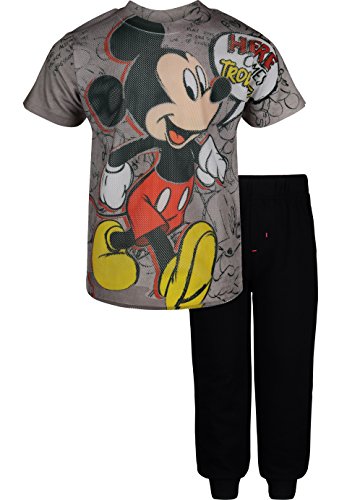 Disney Mickey Mouse Baby Boys' Mesh T-Shirt & French Terry Pants Clothing Set, Grey (12 Months)