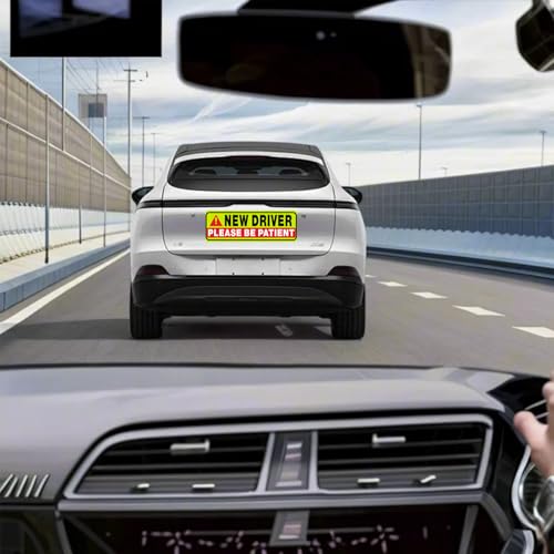 Image of New Driver Magnet for Car - Student Driver Magnet for car Safety Warning Please Be Patient Student Driver Magnet Reusable Movable Reflective Magnetic Black & Red for Car Bumper 4 Pcs