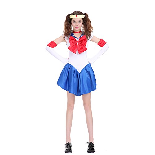 Angelaicos Womens Color Block Bowknots Costume Dress (XL, Blue)