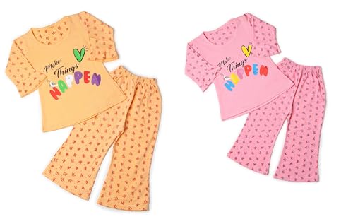 Image of KUSHI Lifestyle Trendy Girls Clothing Night Wear Pack of 2 Peach and Pink