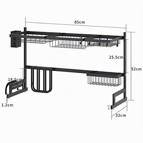 HUOLE Escurridor de Platos de Acero Inoxidable para Platos, Cuencos, Tazas para Estante de Cocina, Desmontable, 2 Niveles (85x32x52cm)