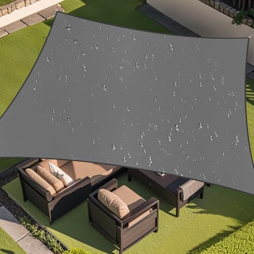 Amagenix Waterproof Sun Shade Sail 10'X14' Dark Grey Shade Canopy Curved Edge 165% UV Blocking Awning Shelter for Outdoor Patio Backyard Garden Activities,Customized