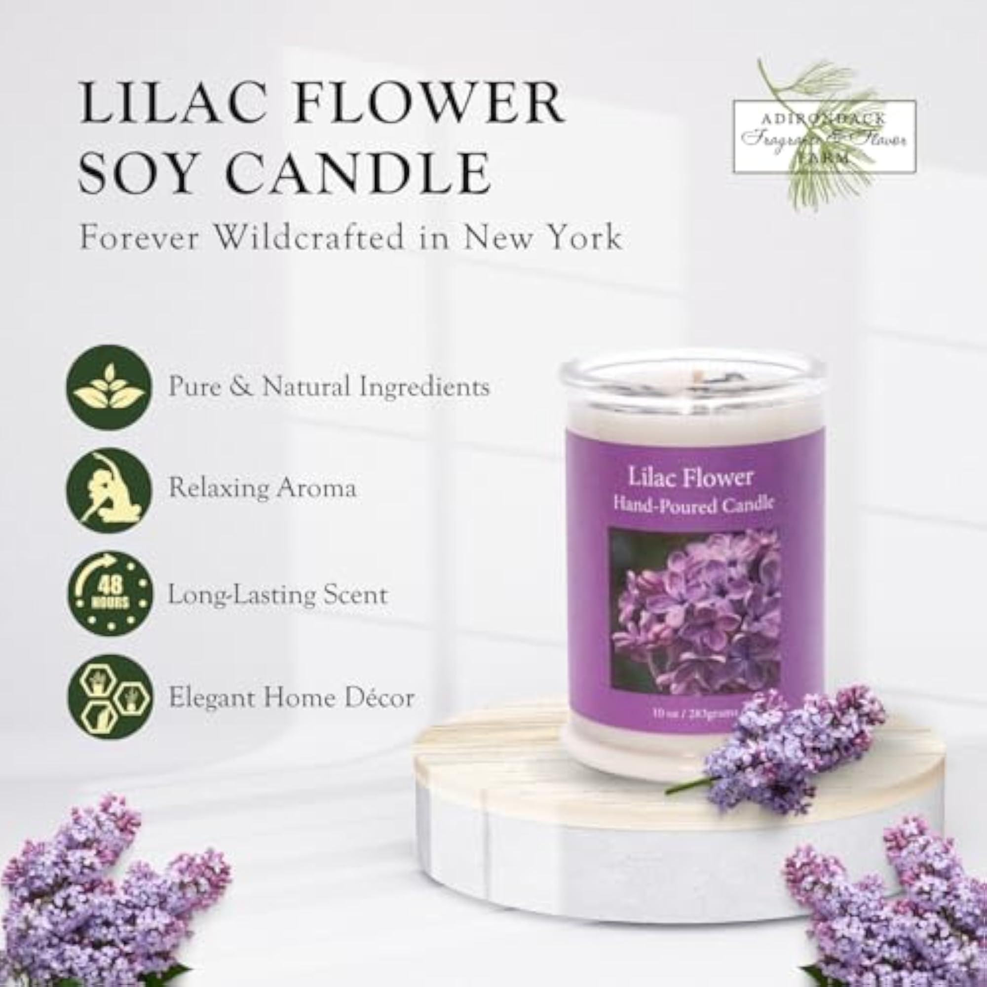 Lilac Balsalm Scented Candle, Plant Based Aromatherapy