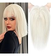 REECHO Hair Toppers for Women Real Human Hair, Hair Toppers with Bangs, Topper Hair Pieces for Wo...