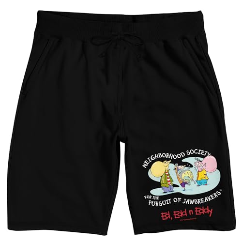 Ed Edd N Eddy Neighborhood Society For The Pursuit Of Jawbreakers Men's Black Sleep Pajama Shorts