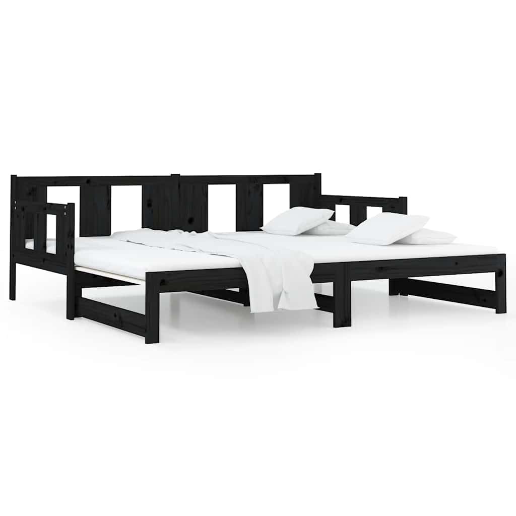 Pin Massif Convertible gigogne Noir 80x200 cm