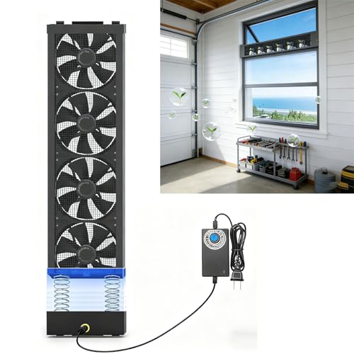 Image of 27.6-29.5 Inch Vertical Window Fan For Sliding Windows -Stepless Speed Control (0-2800 Rpm) Window Exhaust Fan Waterproof Vertical Window Fan With Living Rooms Bedroom Attics Garages