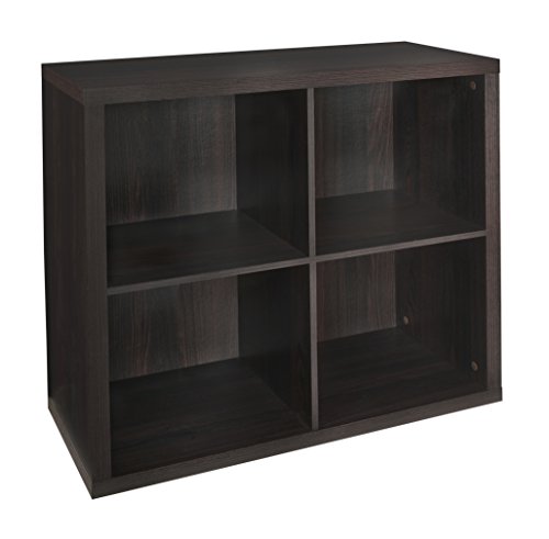 ClosetMaid 4 Cube Storage Shelf Organizer Bookshelf with Back Panel, Easy Assembly, Wood, Black Walnut