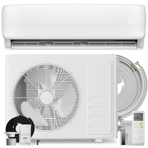 MEPTY 12000BTU Mini Split AC/Heating System, 19 SEER2 Energy Efficient Mini Split Air Conditioner with Heat Pump, Cools Up to 750sq.ft, Ductless Inverter AC Unit with Pre-Charged Condenser