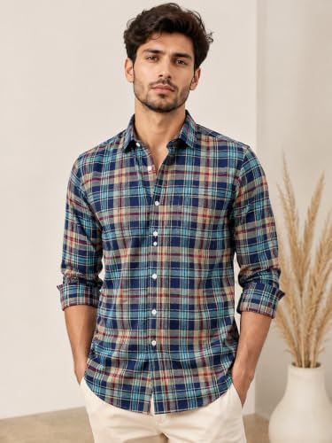 Image of Cotswool Checks Unstitched Shirt Fabric 2.25 Meter, 44 Inch