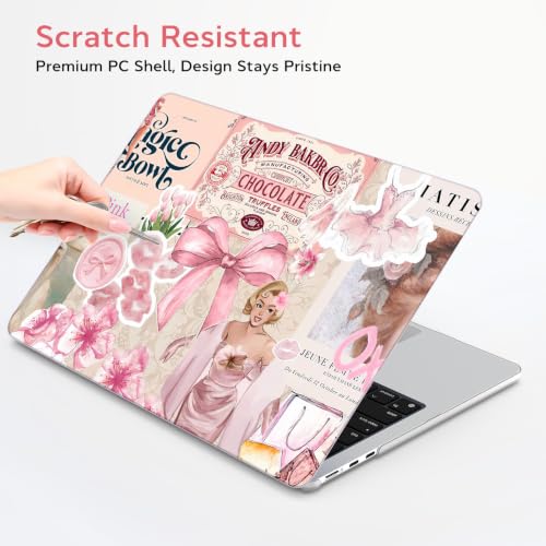 Image of B BELK for MacBook Air 15 inch Case 2026-2023 M5 M4 M3 M2, Pink Collage | Retro Pattern Plastic Laptop Hard Shell Case with Keyboard Cover & Screen Protector, Model A3448 A3241 A3114 A2941