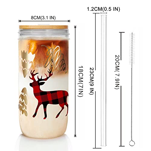 Christmas Mason Jar Cups, 24Oz Christmas Mug With Lid And Straw Christmas Tumbler Drinking Glasses Coffee Cups Cookie Jar Decor Glassware Water Bottles Xmas Home Decorations Gift For Women Kids Men #TOP1