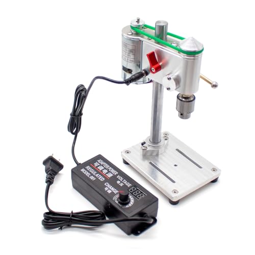 LeTkingok High Precision Mini Bench Drill 0.3-4MM Micro Drilling Machine Watch Repair Tool with Speed Adjustable Power Adapter 775 Motor